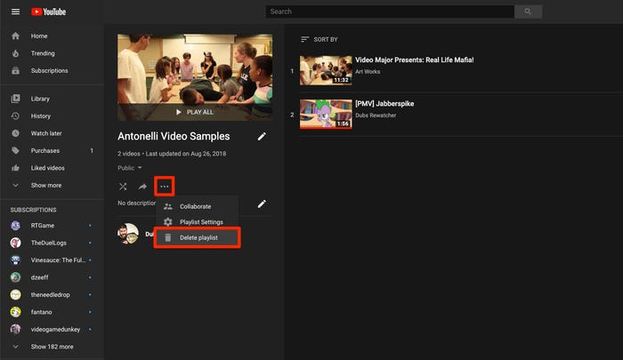 How to Delete a Playlist on YouTube on your Computer? Step2