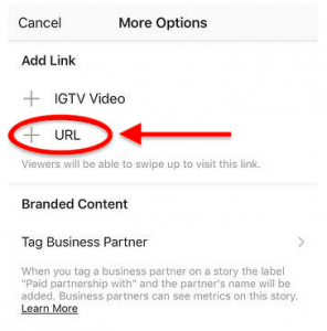 Adding Url to Instagram Story Step 4