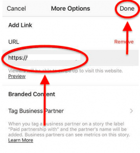 Adding Url to Instagram Story Step 5