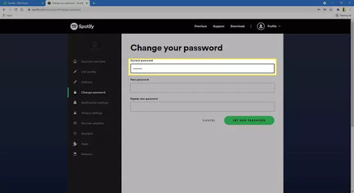 How to change Spotify password Step 5