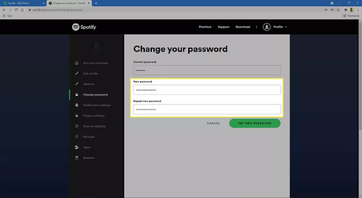 How to change Spotify password Step 6