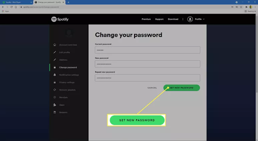 How to change Spotify password Step 7