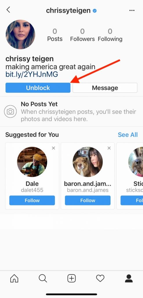 How to unblock people on Instagram step 4