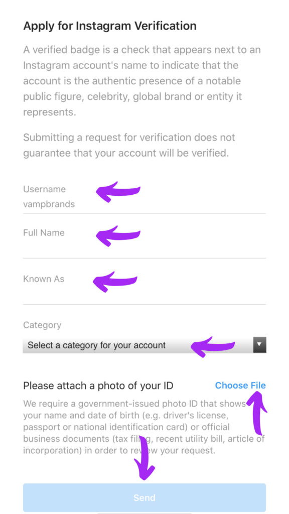 Step of Instagram Account Verification Badge