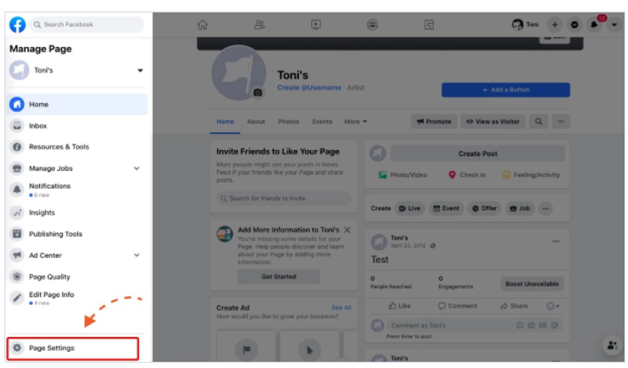 Step to connect facebook page to instagram 