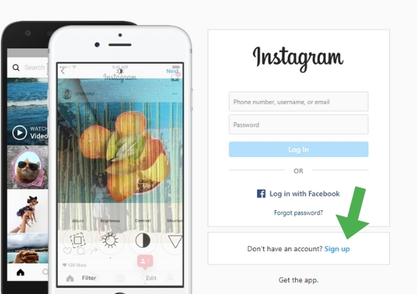 Sign up for Instagram without app