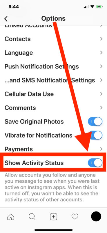 Step to Turn off active status on Instagram