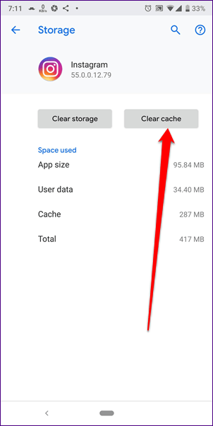 Instagram Cache Removal